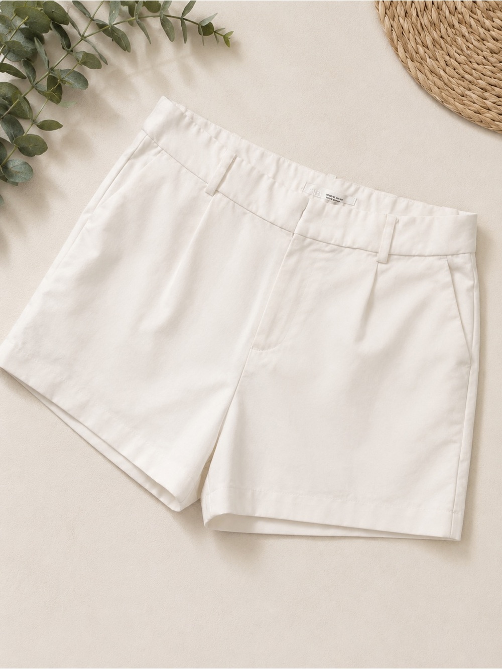 Zara Women's Cream High-Rise Tailored Shorts